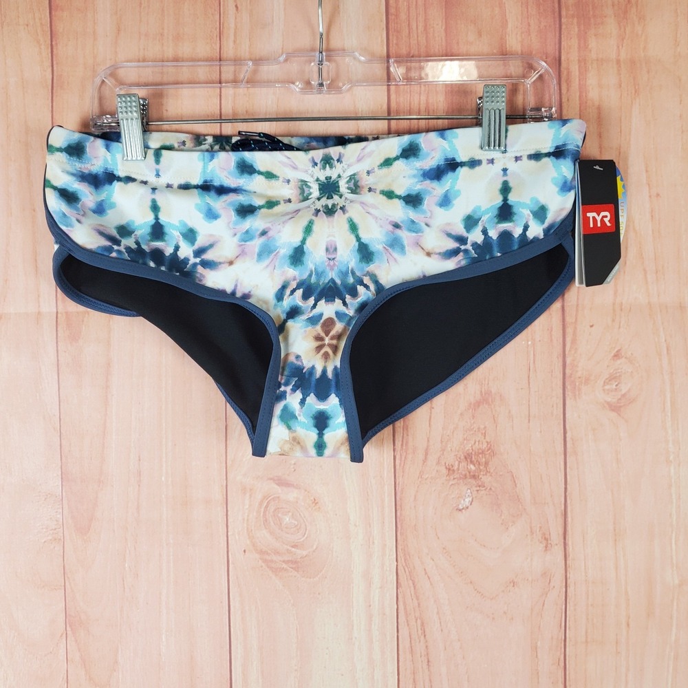 TYR Pressed Flowers Zola Hipkini Bottom Womens L (10-12) Multi Tie Dye Stretch
